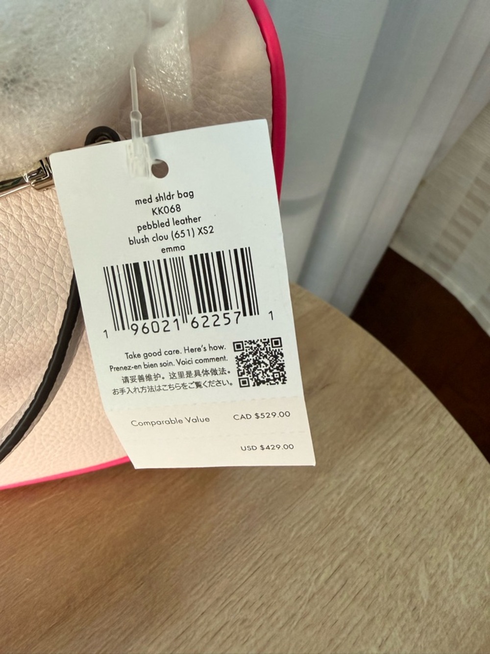 kate spade New York Pink Pebbled Leather Shoulder Bag with Hot Pink Trim - Picture 5 of 10